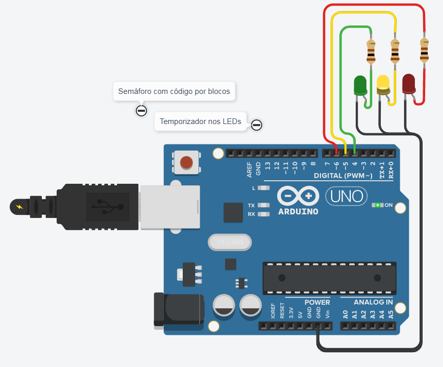 #pracegover: Semáforo em Arduino